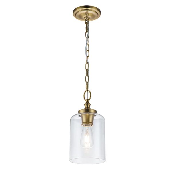 Feiss Lighting - Hounslow - FE-HOUNSLOW-P-BB - Brass Clear Glass Ceiling Pendant Light