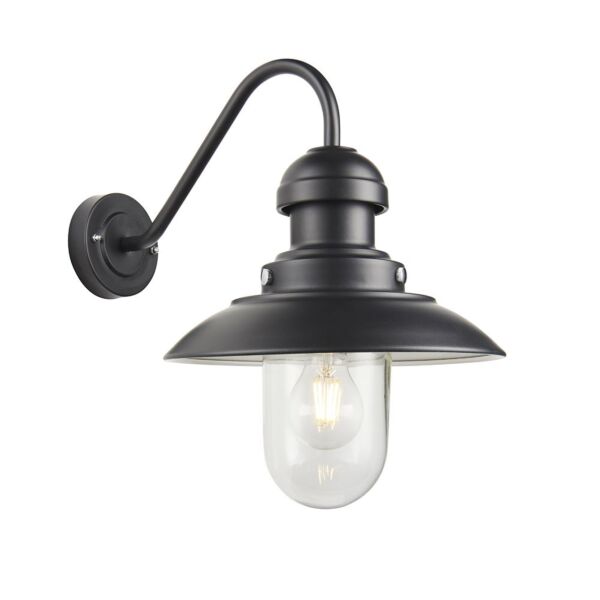 Endon Lighting - Hereford - 95980 - Black Clear Glass IP44 Outdoor Wall Light