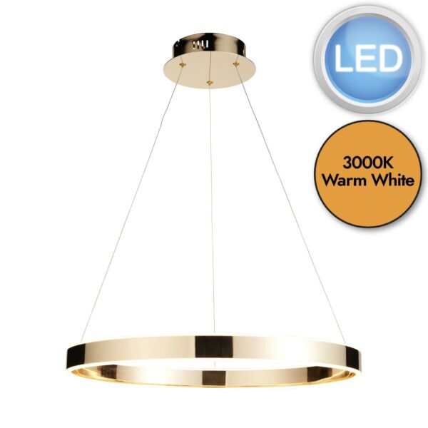 Endon Lighting - Gen - 110957 - LED French Gold Frosted Ceiling Pendant Light