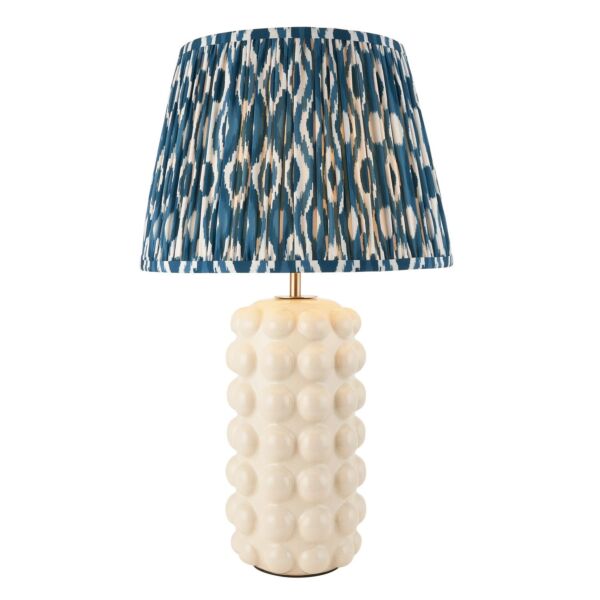 Endon Lighting - Bobble & Ikat 35cm - 116392 - White Crackle Aged Brass Blue Ceramic Table Lamp With Shade