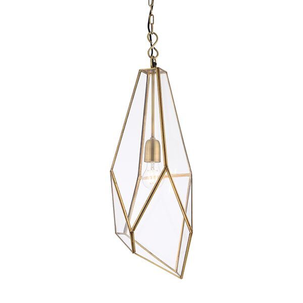 Endon Lighting - Avery - 73117 - Antique Brass Clear Glass Ceiling Pendant Light