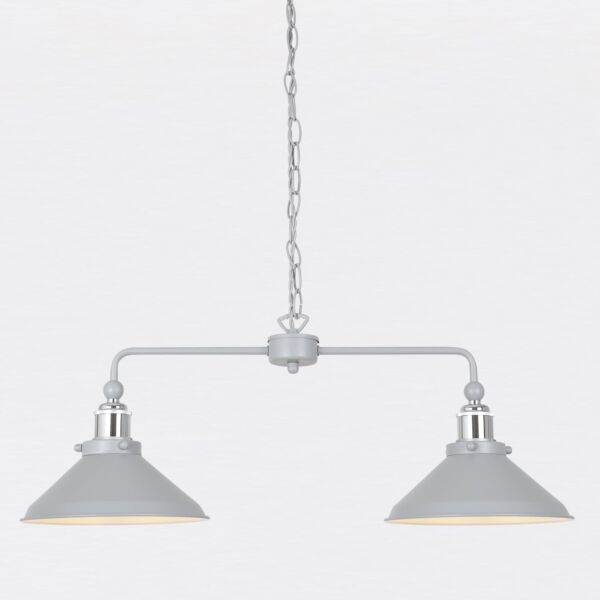 Maxwell - Flint Grey Chrome 2 Light Bar Ceiling Pendant Light