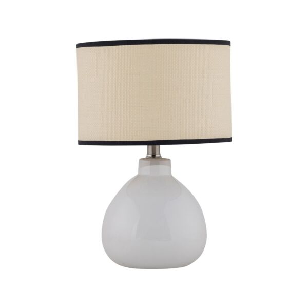 Tuscan - White Ceramic Lamp with Natural Rattan Shade