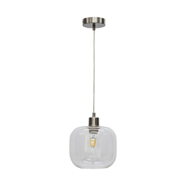 Bletch - Clear Glass with Satin Nickel Pendant Fitting