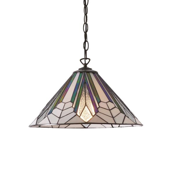 Interiors 1900 - Astoria - 63937 - Dark Bronze Tiffany Glass Ceiling Pendant Light