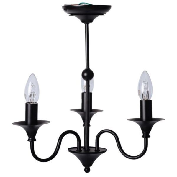 Black Matt 3 Light Ceiling Chandelier