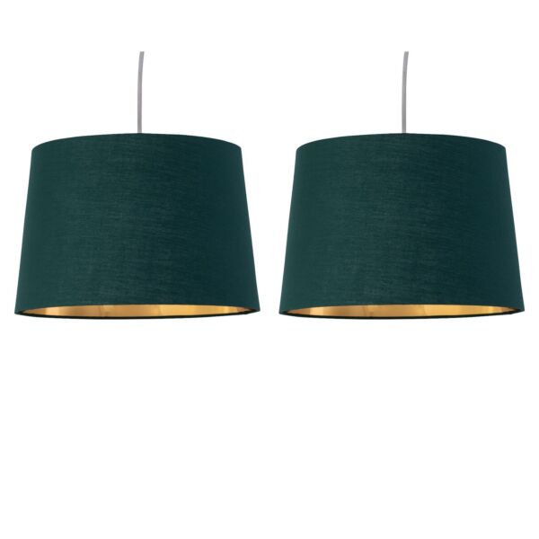 Set of 2 Zoey - Dark Green with Gold Inner Easy Fit Pendant or Lamp Shades