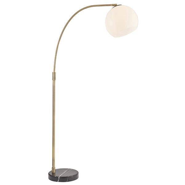 Endon Lighting - Otto - 91744 - Antique Brass Black Marble Opal Glass Floor Reading Lamp