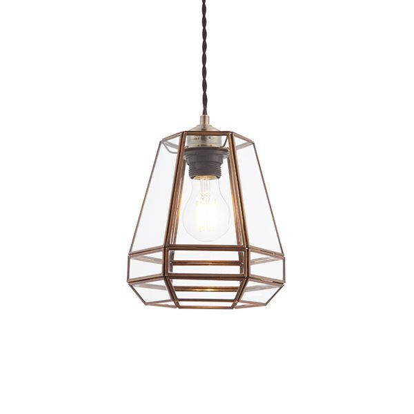 Endon Lighting - Stockheld - 73287 - Antique Solid Brass Clear Glass Easy Fit Pendant Shade