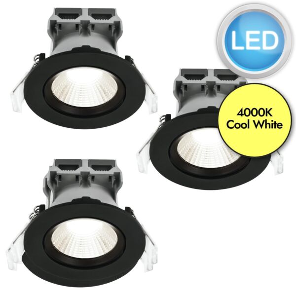 Nordlux - Set of 3 Fremont - 47870103 - LED Black Recessed Ceiling Downlights