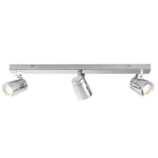 Saxby Lighting - Knight - 39168 - Chrome Clear Glass 3 Light IP44 Bar Bathroom Ceiling Spotlight