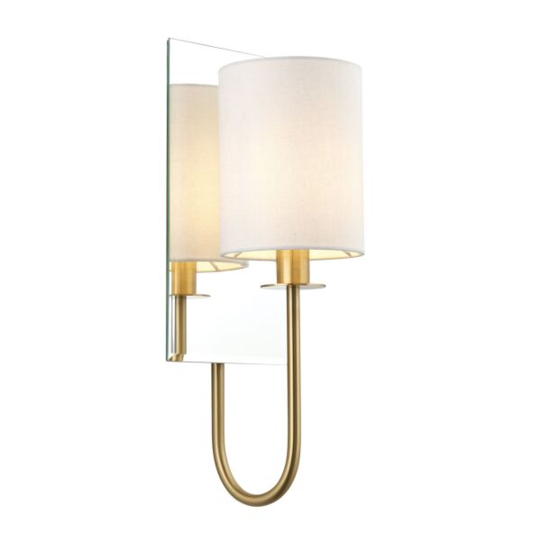 Golden - Satin Brass Mirrored Glass Vintage White Wall Light