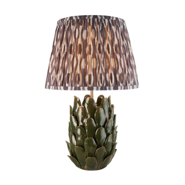 Endon Lighting - Layered Leaf & Ikat 35cm - 116450 - Olive Green Aged Brass Grey Ceramic Table Lamp With Shade