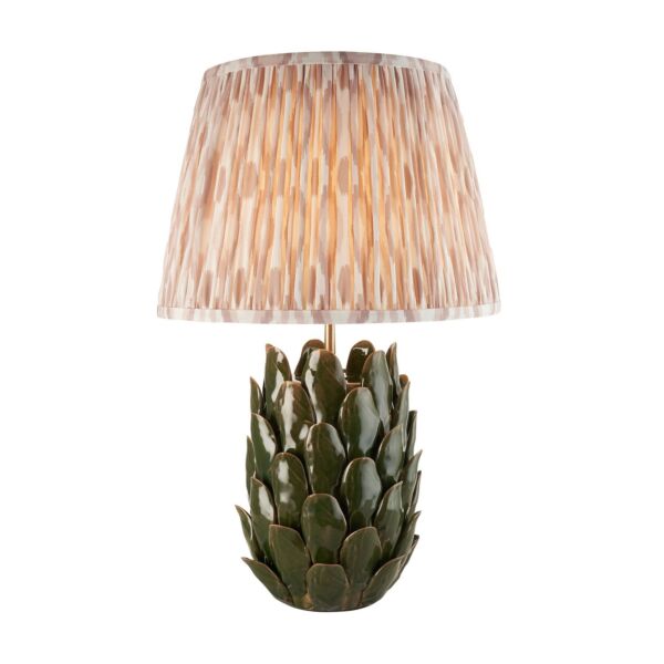 Endon Lighting - Layered Leaf & Ikat 35cm - 116452 - Olive Green Aged Brass Neutral Ceramic Table Lamp With Shade