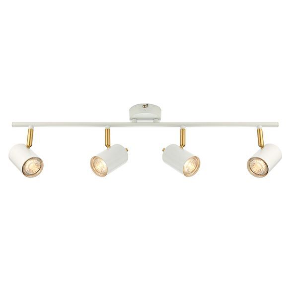 Endon Lighting - Gull - 59933 - White Satin Brass 4 Light Ceiling Spotlight