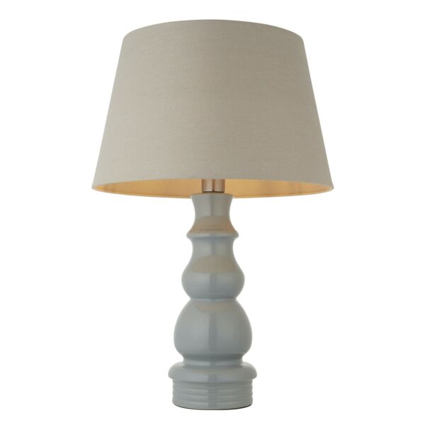 Endon Lighting - Provence - 103377 - Blue Grey Satin Nickel Ceramic Table Lamp With Shade