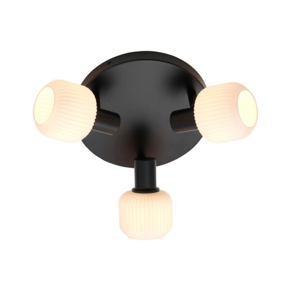 Nordlux - Milford - 2412606003 - Black Opal Glass 3 Light Ceiling Spotlight