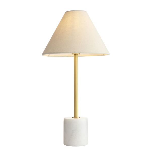 Bert - Aged Brass White Marble Natural Table Lamp With Shade