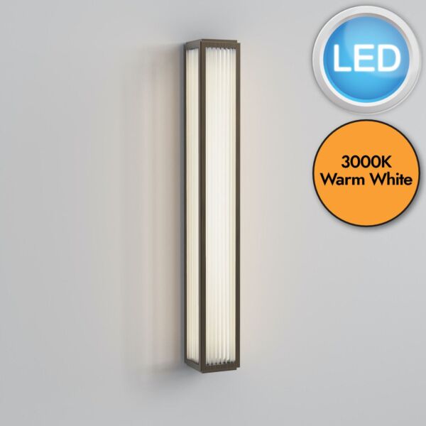 Astro Lighting - Boston - 1370012 - LED Bronze Clear Ribbed Glass IP44 Bathroom Strip Wall Light