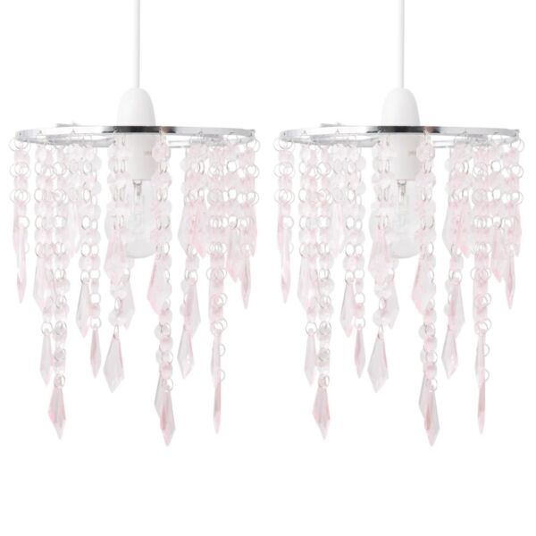 Set of 2 Chrome & Pink Jewels Light Shades