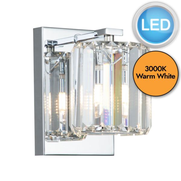 Quoizel Lighting - Divine - QZ-DIVINE1-PC-BATH - LED Chrome Clear Crystal Glass IP44 Bathroom Wall Light