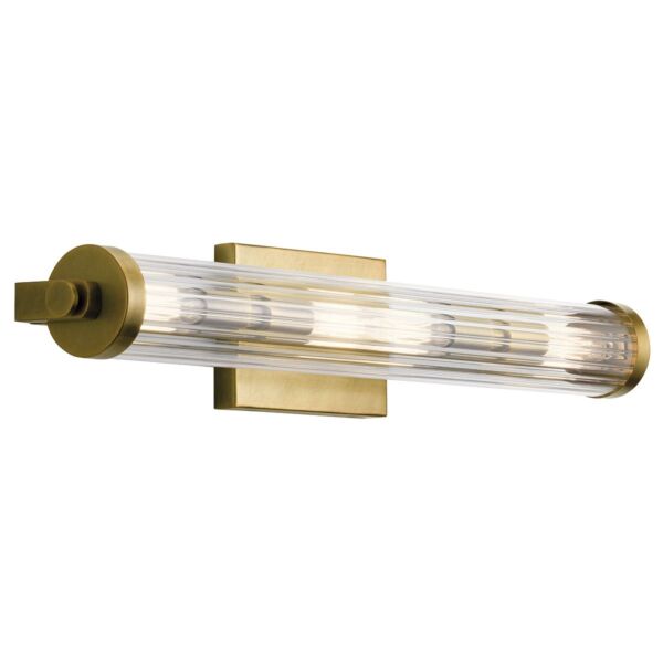 Quintiesse - Azores - QN-AZORES4-NBR - Natural Brass Clear Glass 4 Light IP44 Bathroom Strip Wall Light