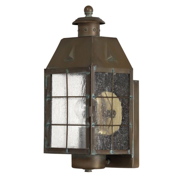 Quintiesse - Nantucket - QN-NANTUCKET-M-AS - Aged Brass Clear Seeded Glass IP44 Outdoor Wall Light