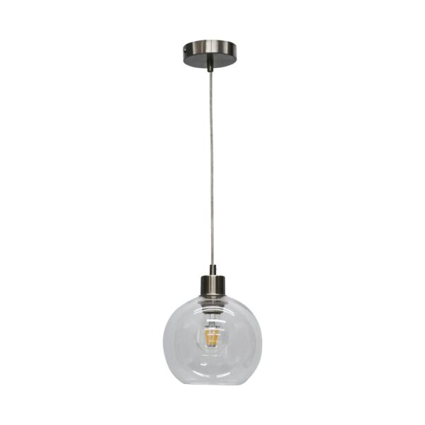 Barnum - Clear Glass Globe with Satin Nickel Pendant Fitting