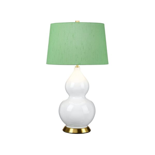 Elstead Lighting - Isla - ISLA-AB-TL-GREEN - White Aged Brass Green Ceramic Table Lamp With Shade