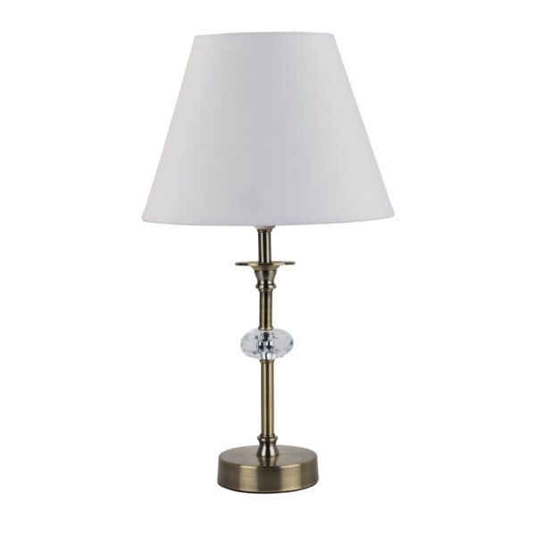 Antique Brass Table Lamp with Facet Detail and Ivory Shade