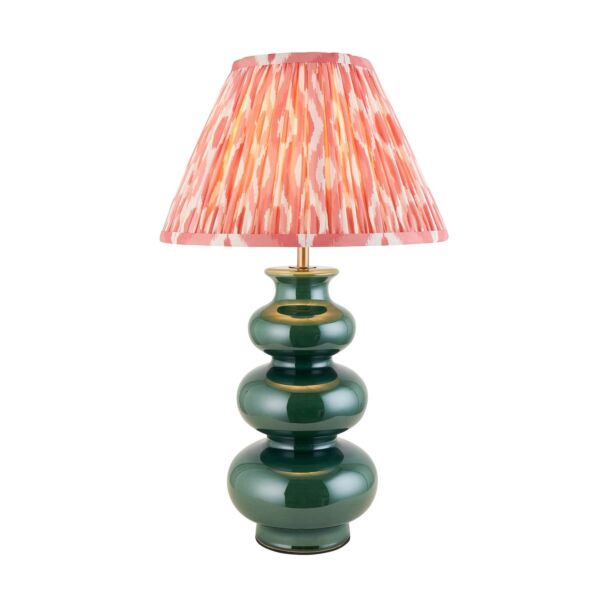 Endon Lighting - Monroe & Ikat 30cm - 116469 - Green Aged Brass Pink Ceramic Table Lamp With Shade