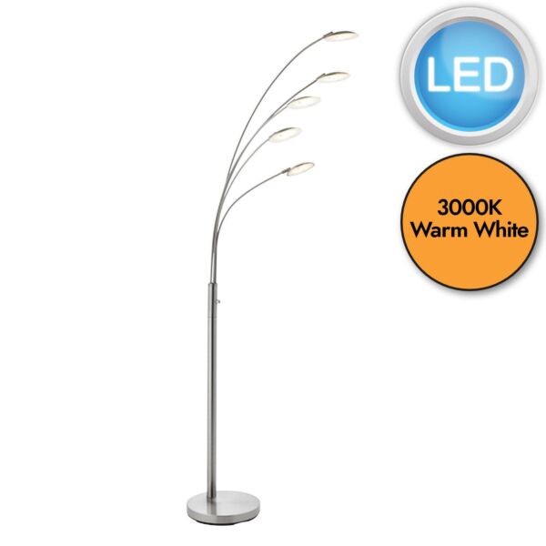 Endon Lighting - Fynn - 76562 - LED Satin Nickel 5 Light Floor Lamp