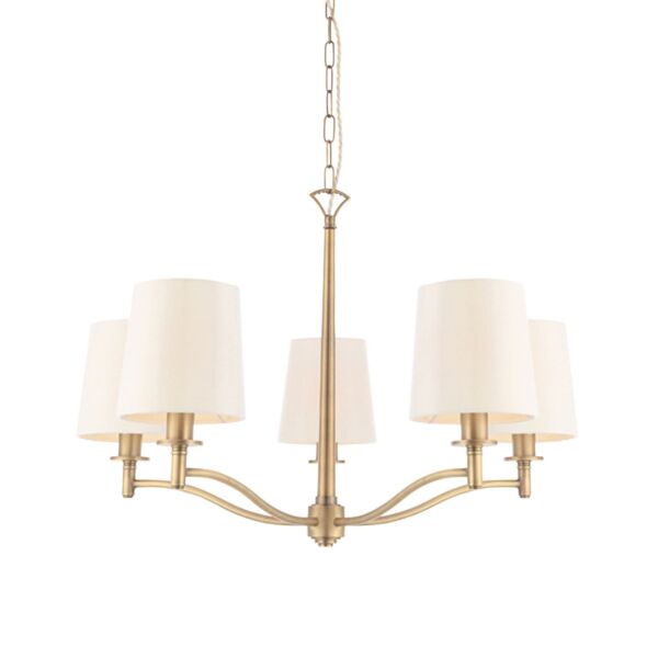 Endon Lighting - Ortona - 70245 - Antique Brass White 5 Light Chandelier