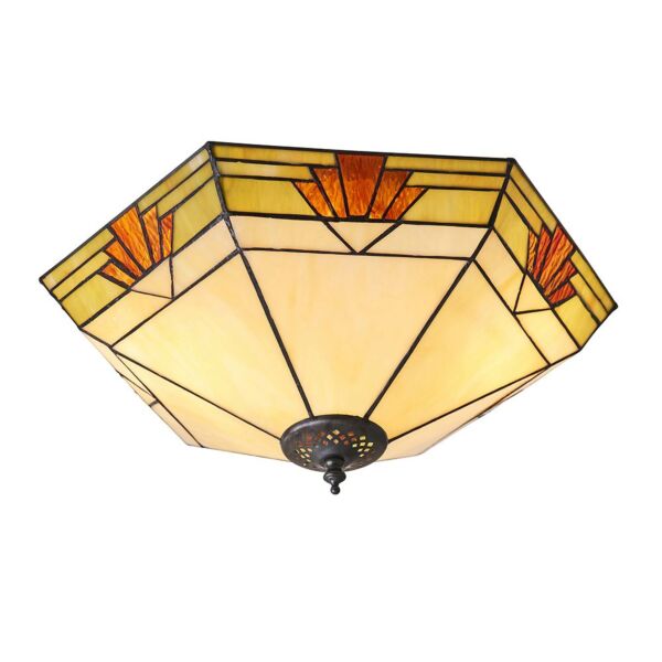 Interiors 1900 - Nevada - 64284 - Dark Bronze Tiffany Glass 2 Light Flush Ceiling Light