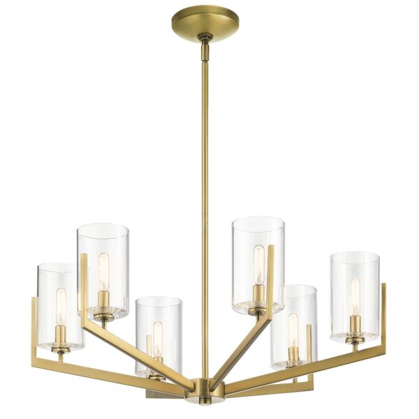 Quintiesse - Nye - QN-NYE6-BNB - Natural Brass Clear Glass 6 Light Ceiling Pendant Light