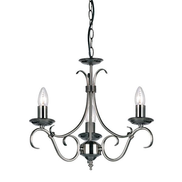 Endon Lighting - Bernice - 2030-3AS - Antique Silver 3 Light Chandelier