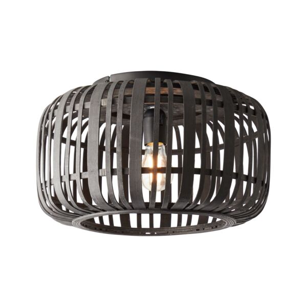 Endon Lighting - Mathias - 101699 - Dark Bamboo Black Flush Ceiling Light