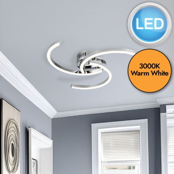 Curve - Chrome LED Flush Ceiling Light