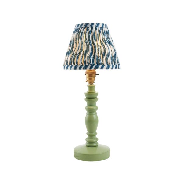 Endon Lighting - Bibury & Ripple 16cm - 115870 - Green Aged Brass Blue Table Lamp With Shade