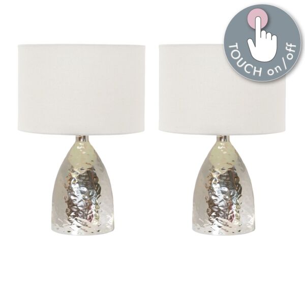 Set of 2 Medina - 45cm Touch Table Lamps with White Shades