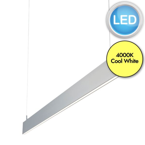 Saxby Lighting - Kingsley - 78978 - LED Silver Anodised Frosted 150cm Length Bar Ceiling Pendant Light