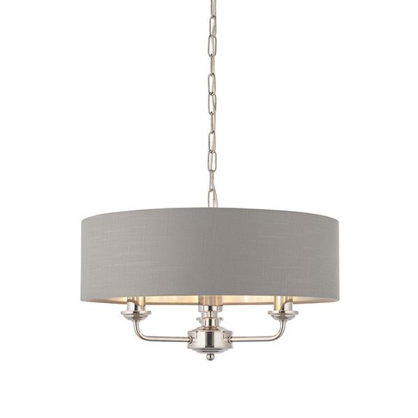 Endon Lighting - Highclere - 94377 - Nickel Charcoal 3 Light Ceiling Pendant Light