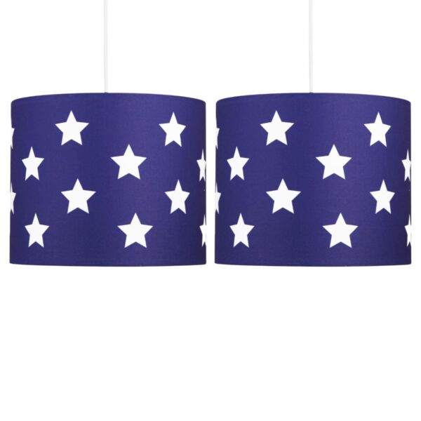 Set of 2 Blue with White Stars 25cm Light Shades