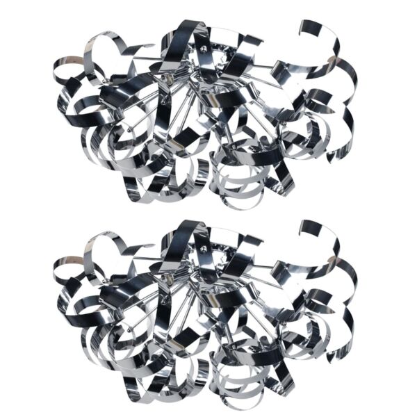 Set of 2 Chrome Swirl Ribbon Dome Ceiling Fitting