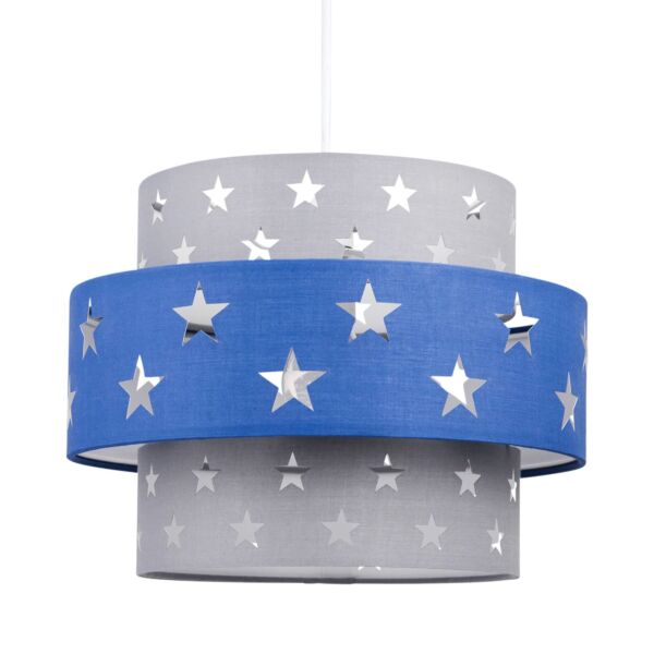 Navy Blue and Grey Star Two Tier Light Shade