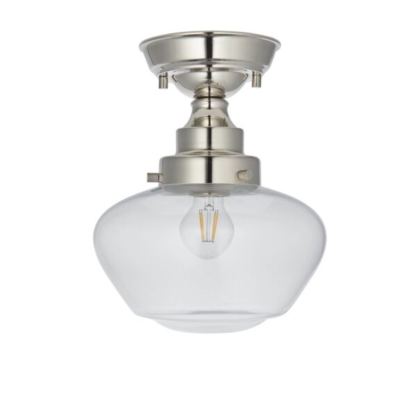 Clarence - Bright Nickel and Clear Glass Semi flush