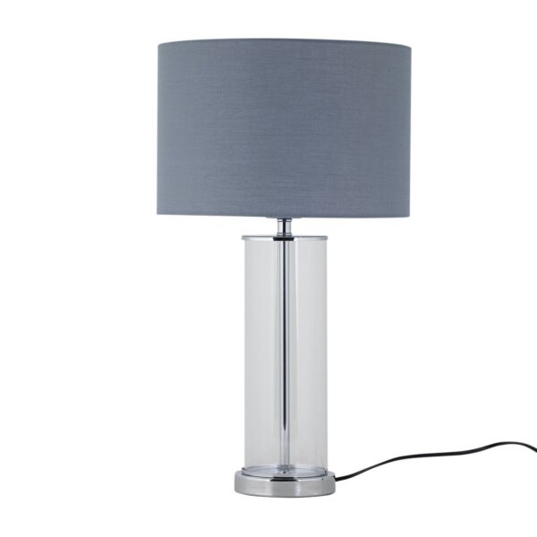 Aura - Chrome Table Lamp with Grey Cotton Shade