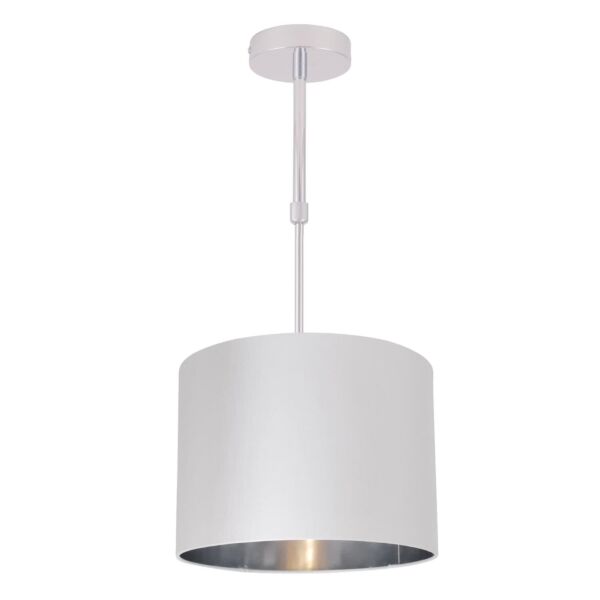 White Faux Silk 30cm Drum Light Ceiling Adjustable Flush Shade with Chrome Inner