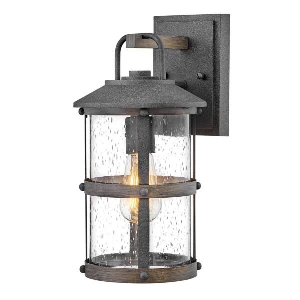 Quintiesse - Lakehouse - QN-LAKEHOUSE2-S-DZ - Aged Zinc Grey Clear Seeded Glass IP44 Outdoor Wall Light