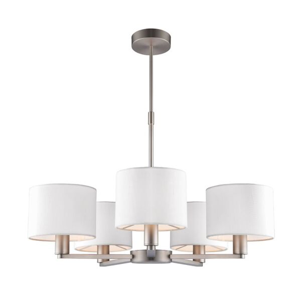 Endon Lighting - Daley - 60257 - Nickel Vintage White 5 Light Ceiling Pendant Light